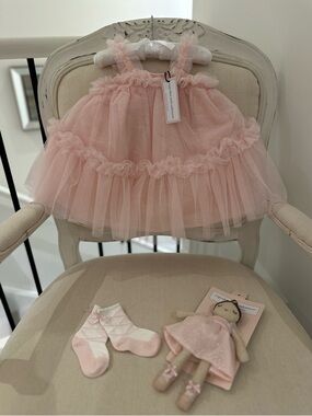 🩰 18 Mth Cupcakes & Cashmere Ballet Pink Sparkle Tulle Dress Princess 3 Pc Set
